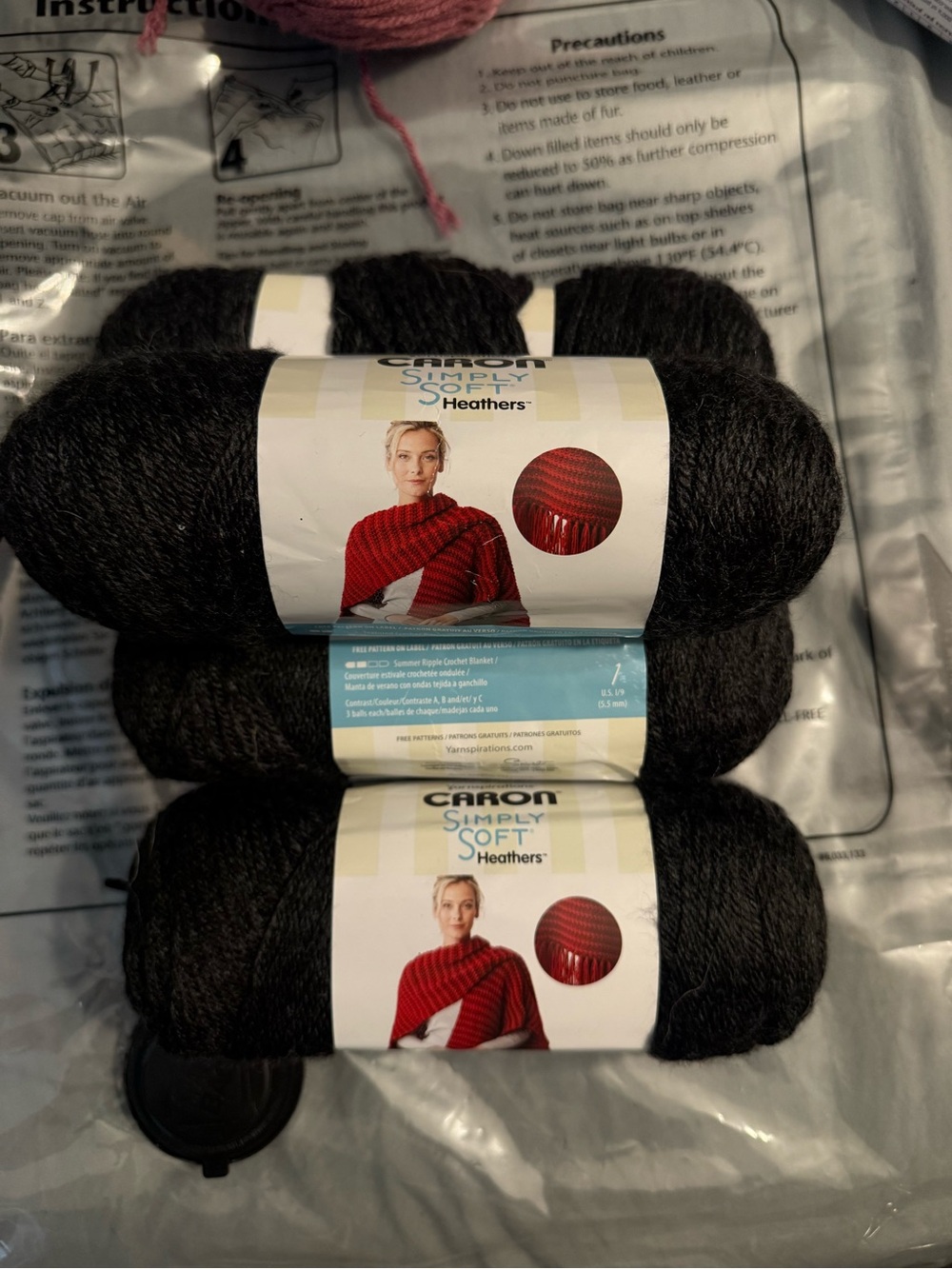 Caron Simply Soft Heathers Yarn - Deep Charcoal Gray (4 Skeins)